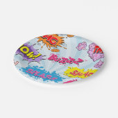 Comic-Art-Girly Superheld-Entwurf Pappteller (Schrägansicht)