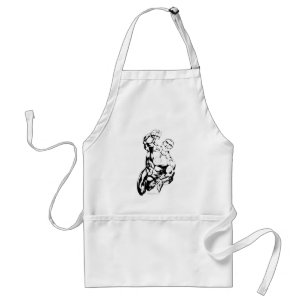 Comic-Art - oben fliegend, Schwarzweiss Schürze