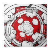 Comic-Art-rote Kampf-Wolken Fliese (Vorderseite)