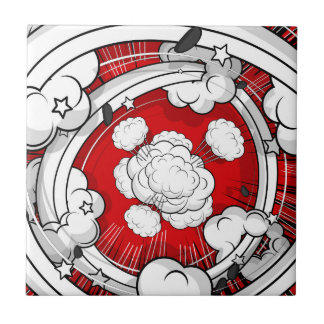Comic-Art-rote Kampf-Wolken Fliese