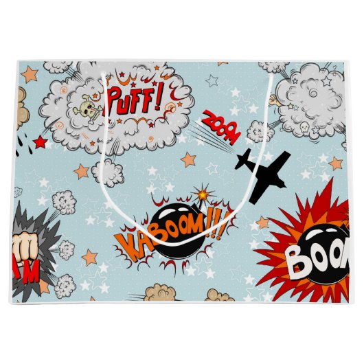 Comic-Art-Superheld-Entwurf Große Geschenktüte (Vorderseite)