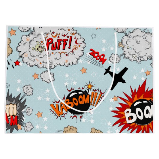 Comic-Art-Superheld-Entwurf Große Geschenktüte (Rückseite)