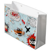 Comic-Art-Superheld-Entwurf Große Geschenktüte (Vorderseite Schrägansicht)