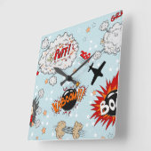 Comic-Art-Superheld-Entwurf Quadratische Wanduhr (Winkel)