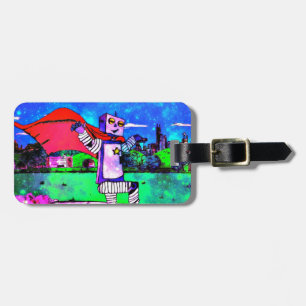 Comic-Artsuperhero-Roboter vom Weltraum! Gepäckanhänger