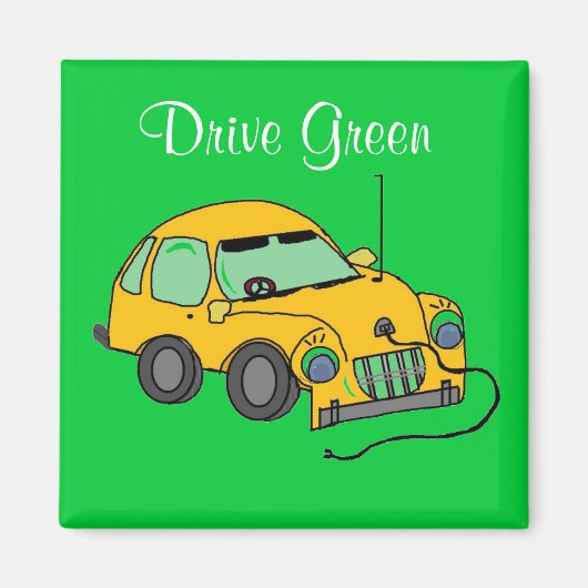 Comic-Auto-Fahre-grün Magnet (Vorne)