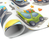 Comic-Autos Bunte Kinder Geschenkverpackungspapier Geschenkpapier (Rolleneckpunkt)