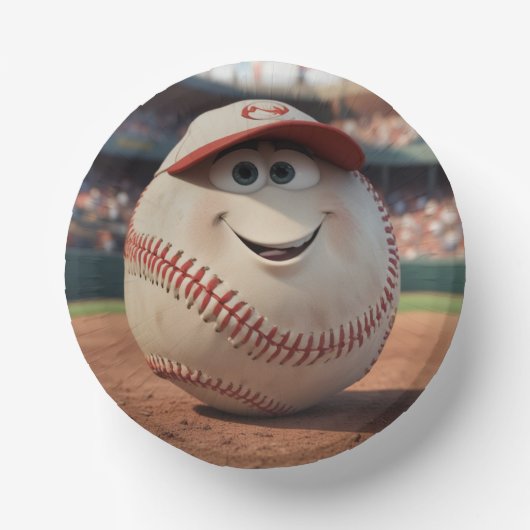 Comic-Baseball-Geburtstagspapier-Schalen Pappteller (Vorderseite)