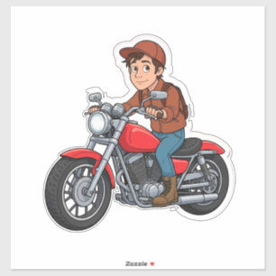 Comic-Biker auf einem Motorrad  Aufkleber