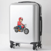 Comic-Biker auf einem Motorrad Aufkleber (Koffer)