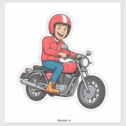 Comic-Biker auf einem Motorrad Aufkleber (Blatt)