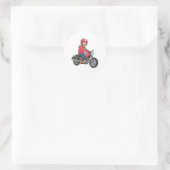 Comic-Biker auf einem Motorrad Runder Aufkleber (Tasche)