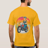 Comic-Biker auf einem Motorrad T-Shirt (Rückseite)