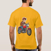 Comic-Biker auf einem Motorrad T-Shirt (Rückseite)