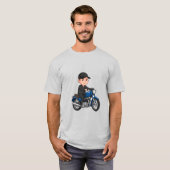 Comic-Biker auf einem Motorrad T-Shirt (Vorne ganz)