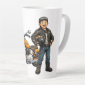 Comic-Biker mit starker Motorradfahrer-Kunst Milchtasse (Rechte Ecke)