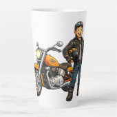 Comic-Biker mit starker Motorradfahrer-Kunst Milchtasse (Vorderseite)