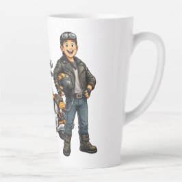 Comic-Biker mit starker Motorradfahrer-Kunst Milchtasse