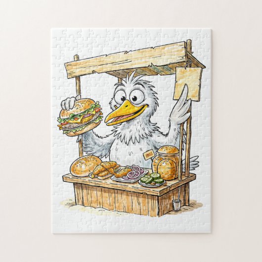 Comic Bird am Fischstand Puzzle (Vertikal)