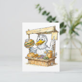 Comic Bird at Fish Stand Postkarte (Stehend Vorderseite)