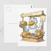 Comic Bird at Fish Stand Postkarte (Vorne/Hinten)