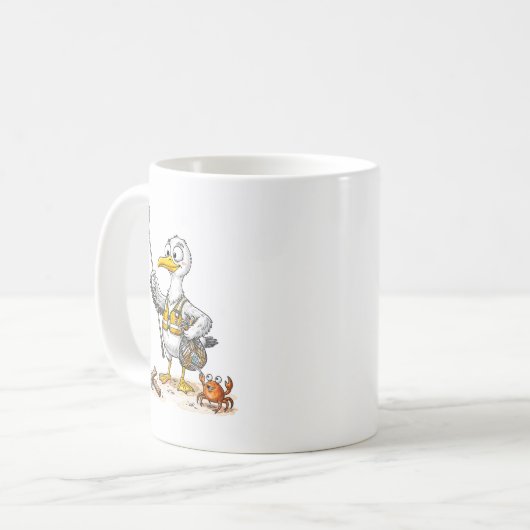 Comic Bird Beach Cleanup Crew Kaffeetasse (Vorderseite Links)