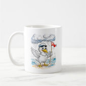 Comic Bird Beach Wind Check Postcard Kaffeetasse (Links)