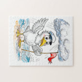 Comic Bird Beach Wind Check Postcard Puzzle (Horizontal)