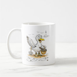 Comic Bird Collecting Shells Kaffeetasse