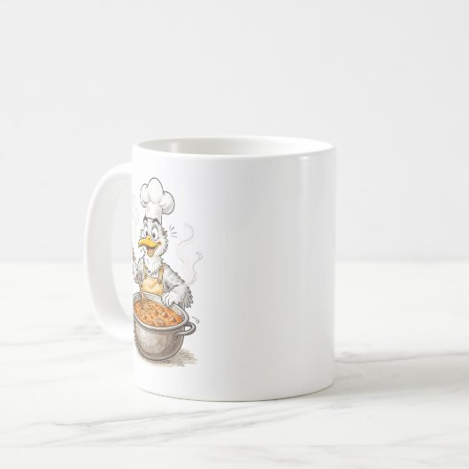 Comic Bird Cooking Labskaus Kaffeetasse (Vorderseite Links)