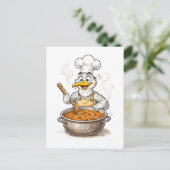 Comic Bird Cooking Labskaus Postkarte (Stehend Vorderseite)