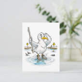 Comic Bird Flood Gauge Duty Postkarte (Stehend Vorderseite)