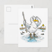 Comic Bird Flood Gauge Duty Postkarte (Vorne/Hinten)