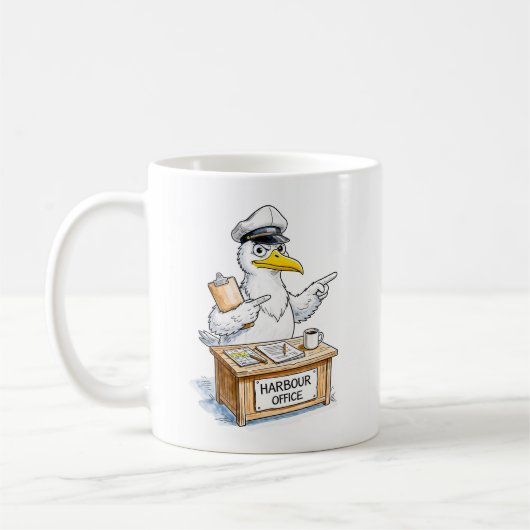 Comic Bird Hafenbeamter Kaffeetasse (Links)