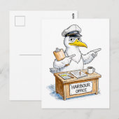 Comic Bird Hafenbeamter Postkarte (Vorne/Hinten)