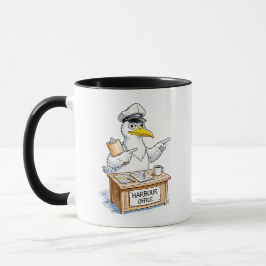 Comic Bird Hafenbeamter Tasse (Links)