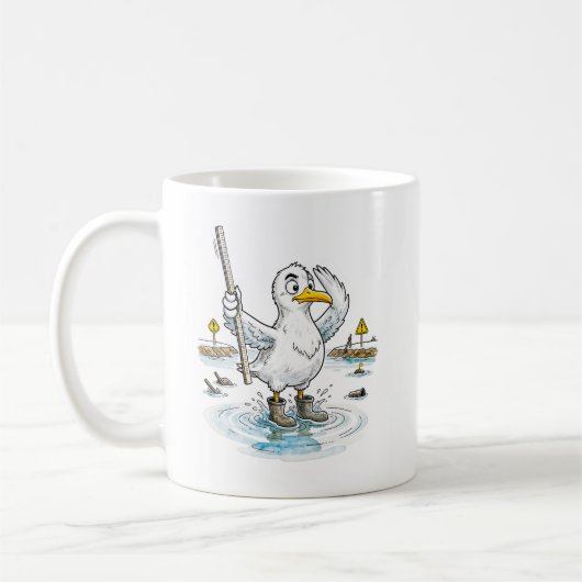 Comic Bird Hochwassermessdienst Pflicht Kaffeetasse (Links)