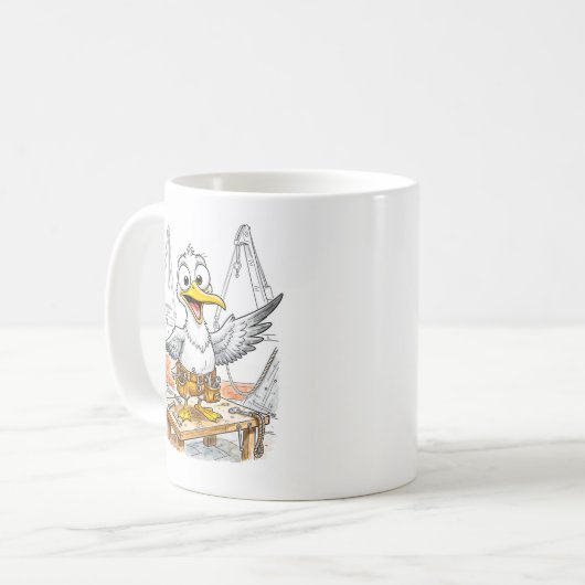 Comic Bird Shipyard Worker Kaffeetasse (Vorderseite Links)
