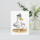 Comic Bird Worm Inspector Postkarte (Stehend Vorderseite)