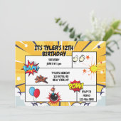 Comic Birthday Party Einladung (Stehend Vorderseite)