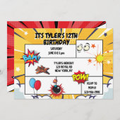 Comic Birthday Party Einladung (Vorne/Hinten)