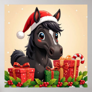 Comic Black Horse Weihnachtsgeschenke Feiertage Poster