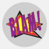 Comic Blam! Runder Aufkleber (Vorderseite)