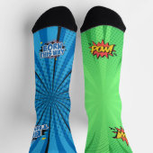 Comic Blue BTW Green POW Socken (Oben)