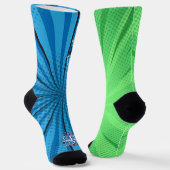 Comic Blue BTW Green POW Socken (Gewinkelt)