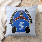 Comic Blue Race Car auf Streifen Kissen (Decke)