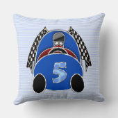 Comic Blue Race Car auf Streifen Kissen (Rückseite)