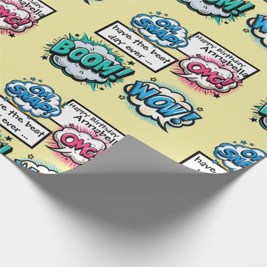 Comic Book Action Words Speech Bubbles Geschenkpapier (Ecke)
