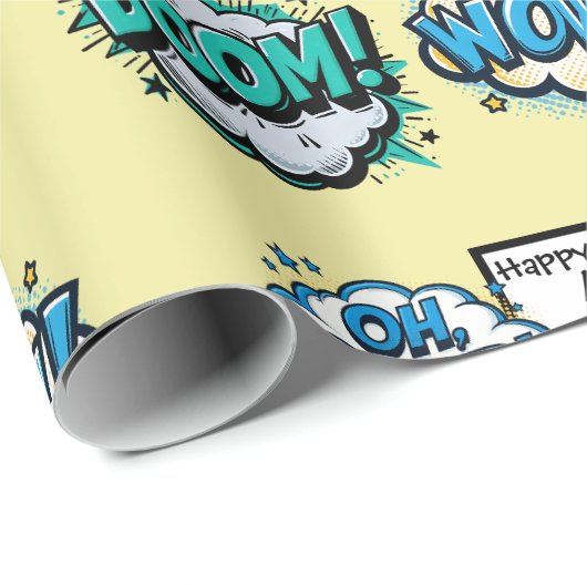 Comic Book Action Words Speech Bubbles Geschenkpapier (Rolleneckpunkt)