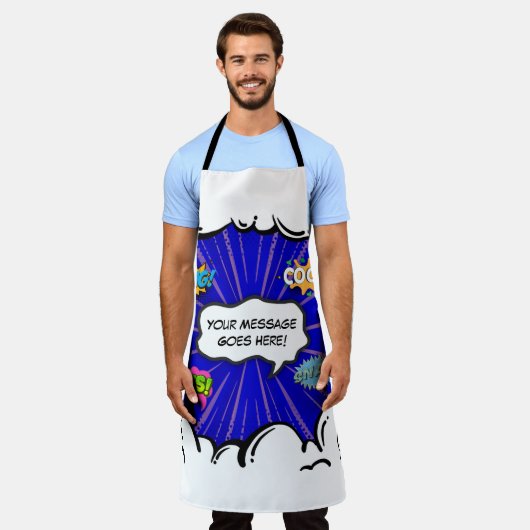 Comic Book Art Pop Benutzerdefinierter Text hinzuf Schürze (Getragen)